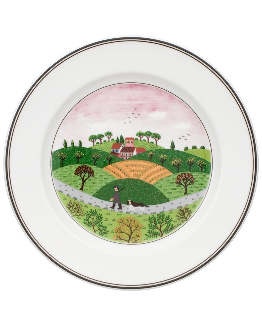 Villeroy & Boch Design Naif Rim Salad Plate Hunter & Dog In White