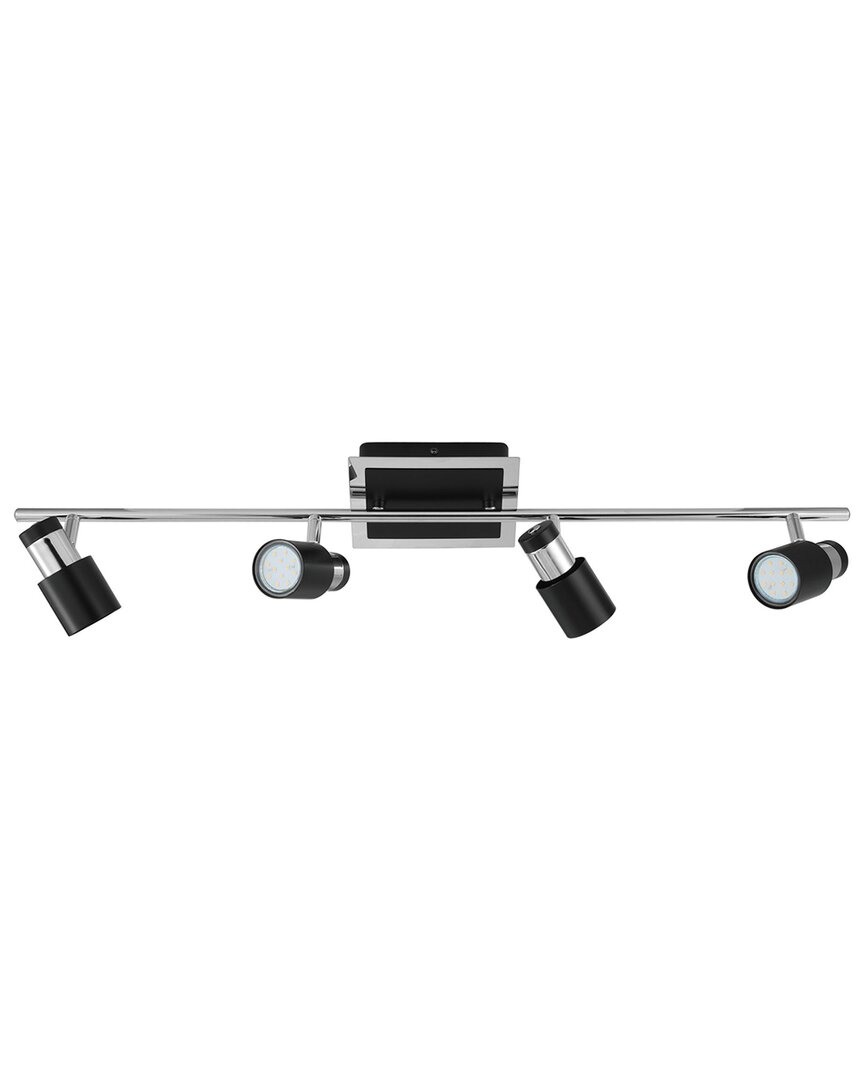 Eglo Davida 4 Light Fixed Track Light With Black Finish & Black With Chrome Adjustable Lamp Heads