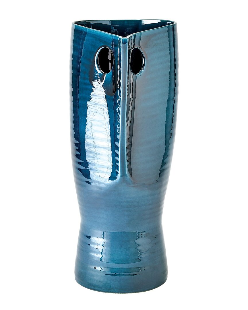 Global Views Tall Popeye Vase In Blue