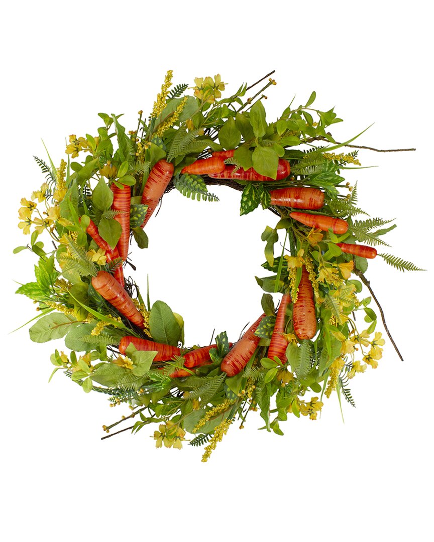 Northlight 22in Carrot & Berry Foliage Artificial Floral Wreath In Orange