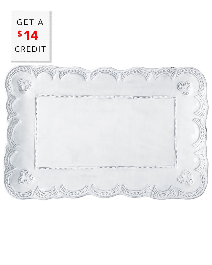 Shop Vietri Incanto Lace Small Rectangular Platter With $14 Credit In White