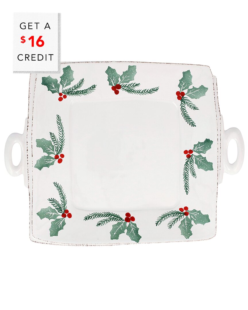 Shop Vietri Lastra Evergreen Handled Square Platter With $16 Credit In Green