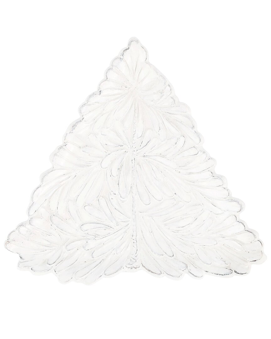 Vietri Lastra Holiday White Tree Plate