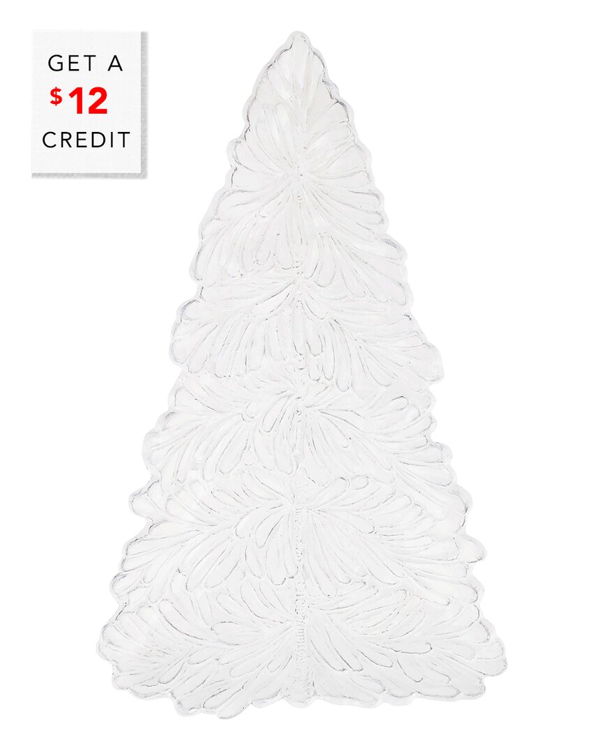 Vietri Lastra Holiday White Tree Platter