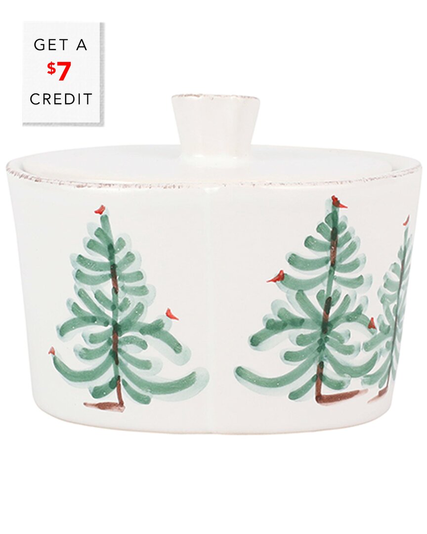 Vietri Lastra Holiday Sugar Dish In Green