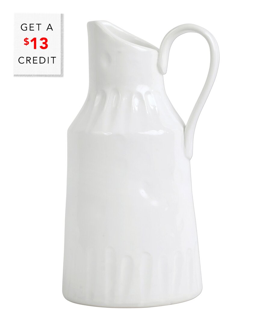 Vietri Pietra Serena Stoneware Pitcher In White