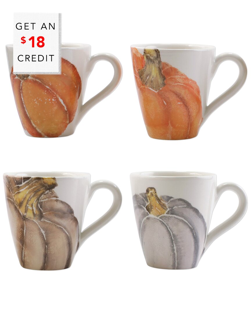 Shop Vietri Set Of 4 Pumpkins Assorted Mugs With $18 Credit