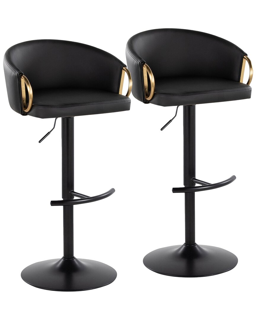 Lumisource Set Of 2 Claire Contemporary/glam Adjustable Bar Stools With  Footrest