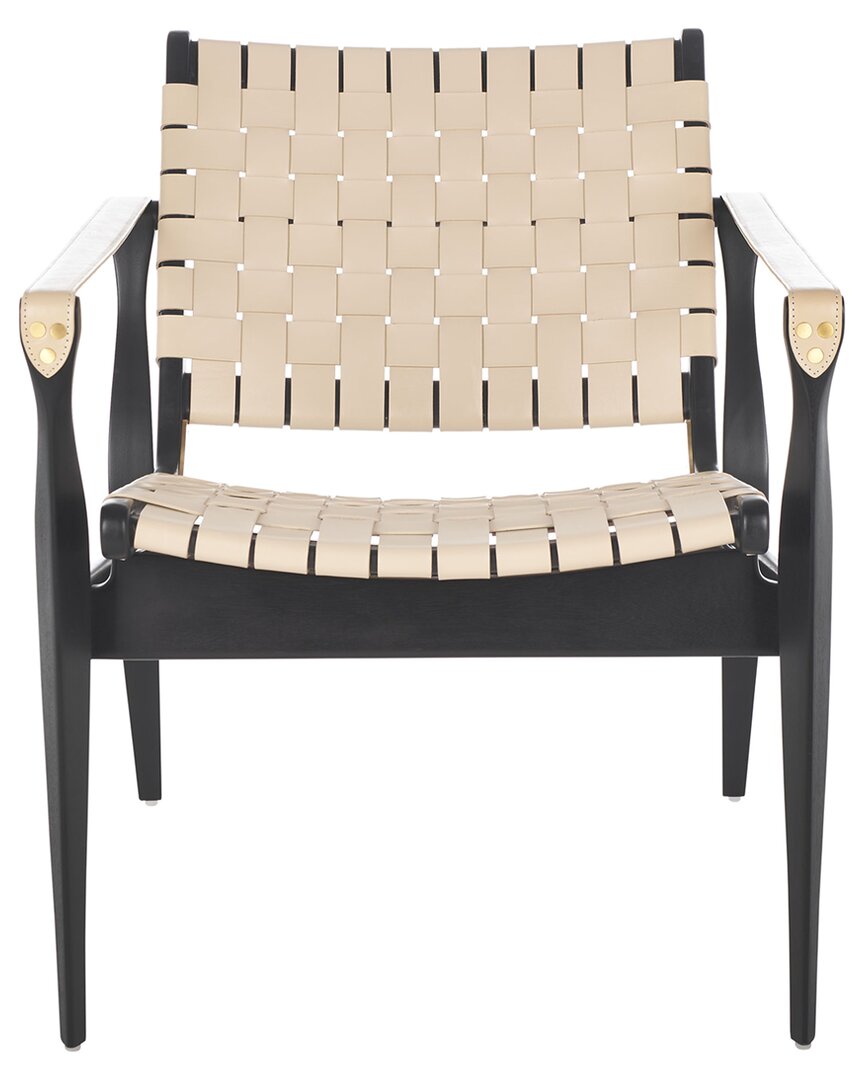 Safavieh Couture Dilan Leather Safari Chair In Black