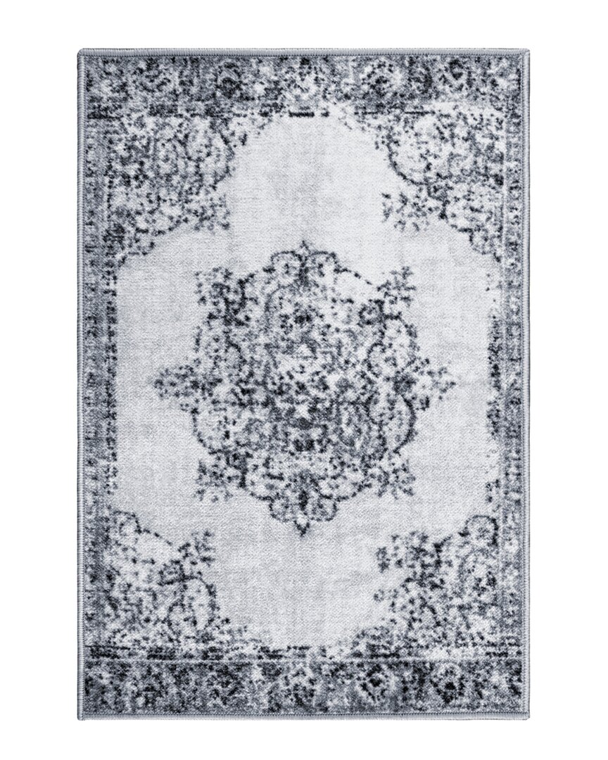 Superior Decklan Machine Washable Traditional Floral Rug In Gray