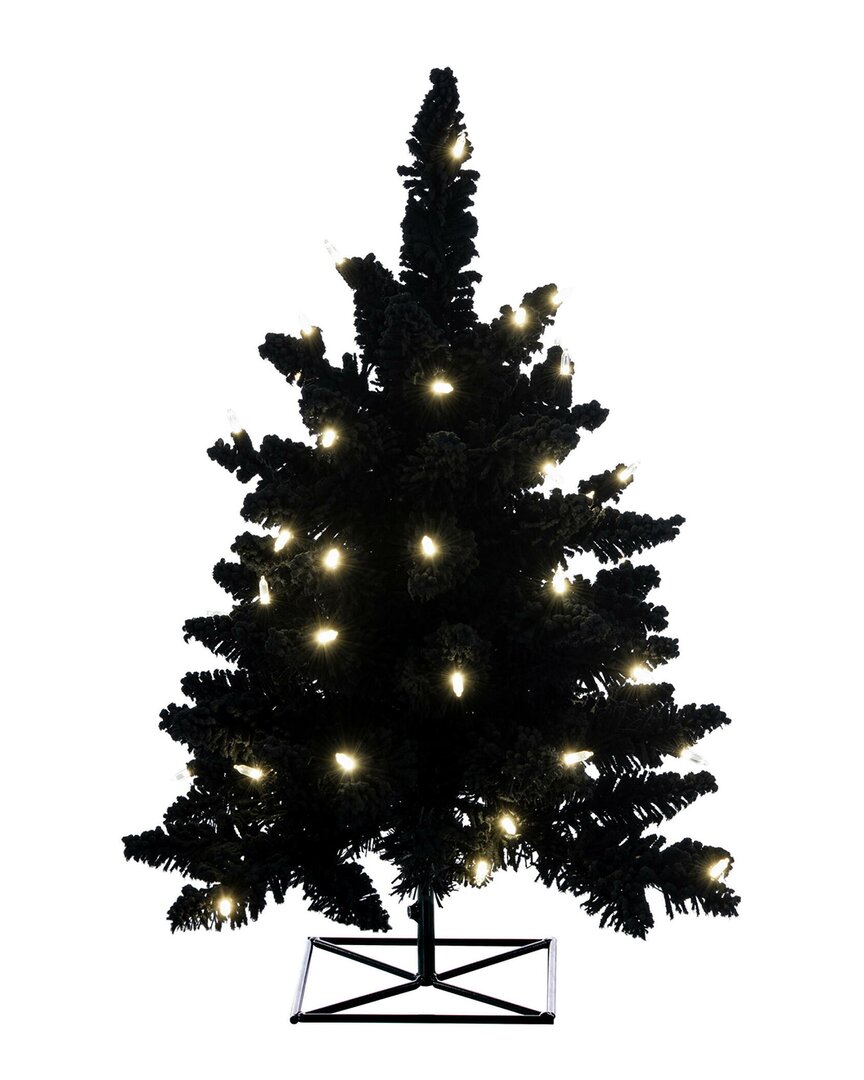 Vickerman 3ft Flocked Black Fir Artificial Christmas Tree In Green