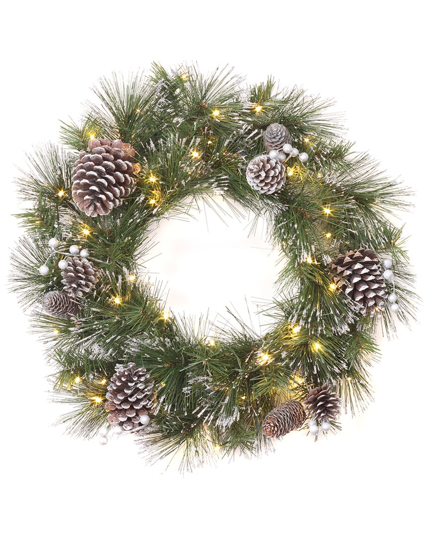 National Tree Company 24in Whitter Pine Wreath With Led Lights In Green