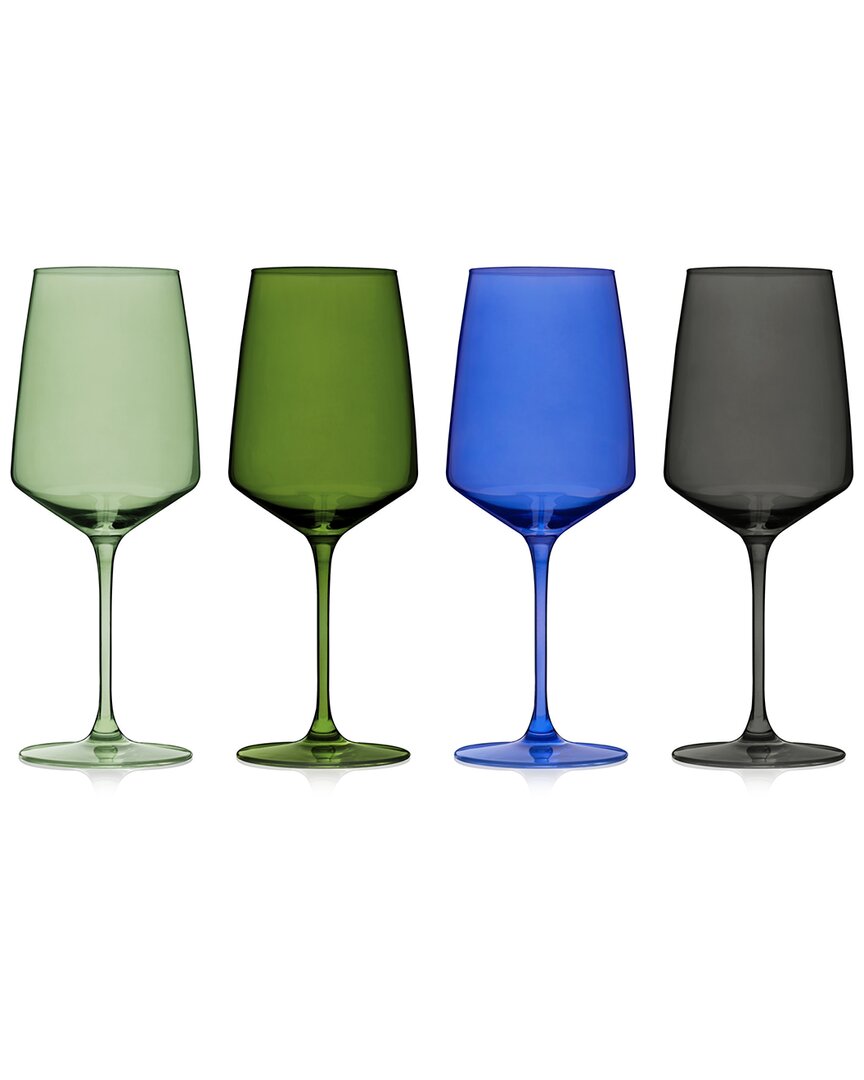 Viski Set Of 4 Seaside Reserve Nouveau Crystal Wine Glasses