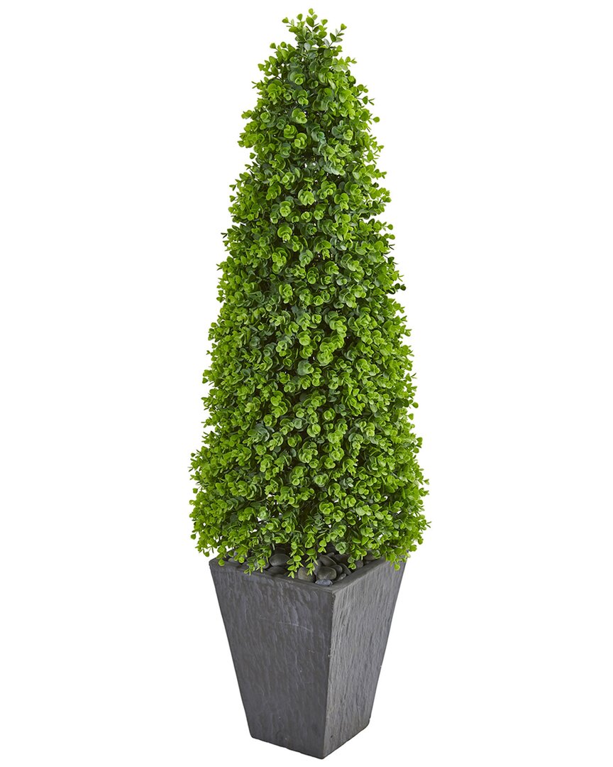 Nearly Natural 57in Eucalyptus Topiary Artificial Tree In Slate Planter  (indoor/outdoor) In Green