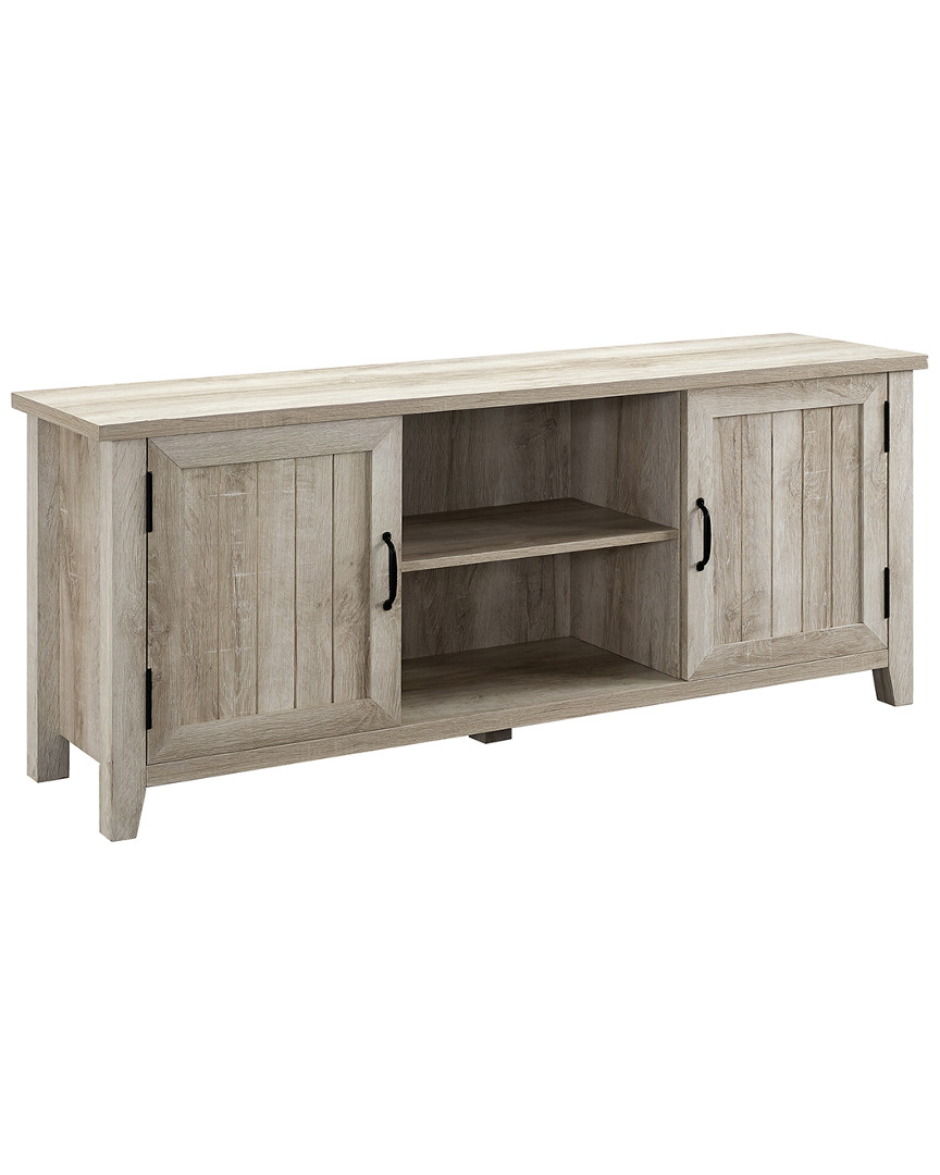 Hewson 58in Farmhouse Wood Grooved Door Media Console