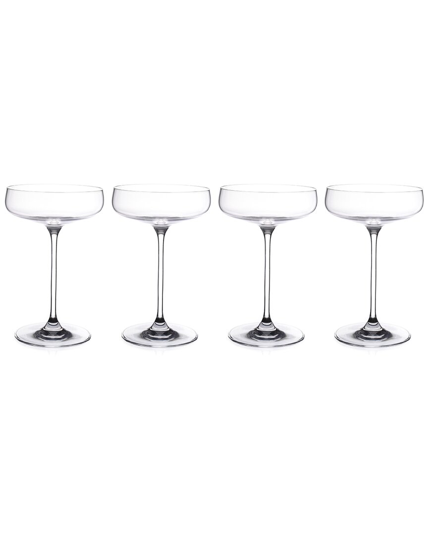 Barski European Champagne Saucer Glasses Set Of 4 In Clear