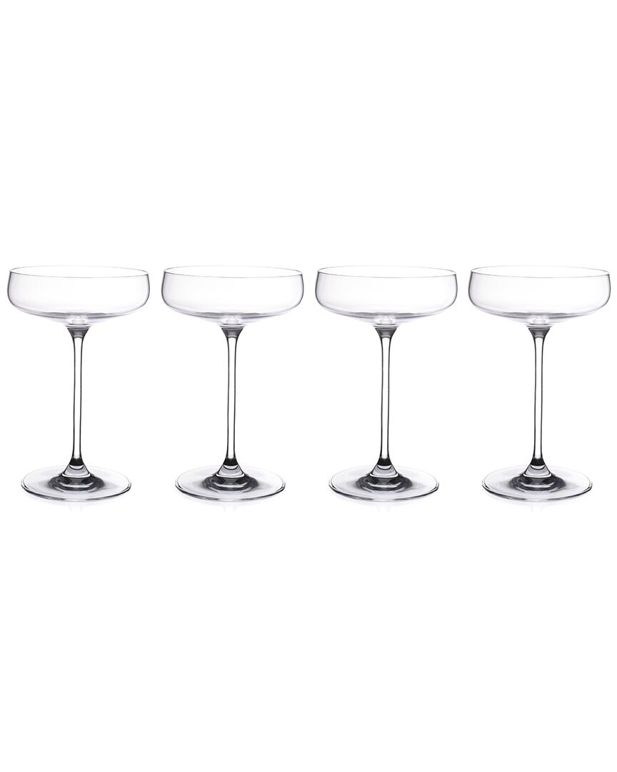 Barski European Champagne Saucer Glasses Set Of 4 In Clear