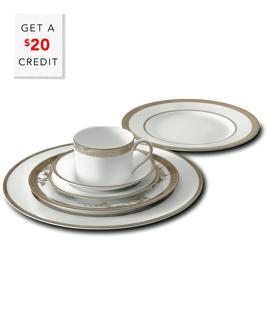 Wedgwood Vera Wang For  5pc Lace Gold Place Setting With $20 Credit