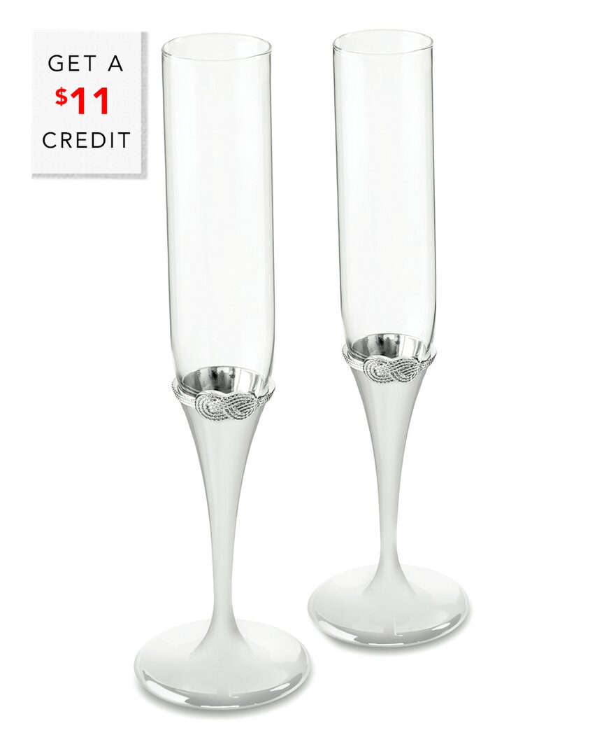 Wedgwood Vera Wang For  Infinity Toasting Flute Pair With $11 Credit