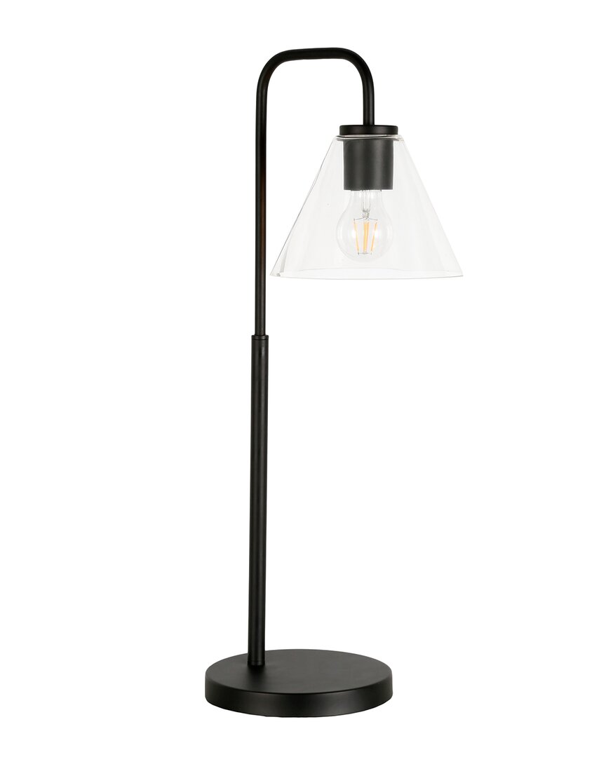 Abraham + Ivy Henderson Blackened Bronze Arc Table Lamp With Clear Glass Shade