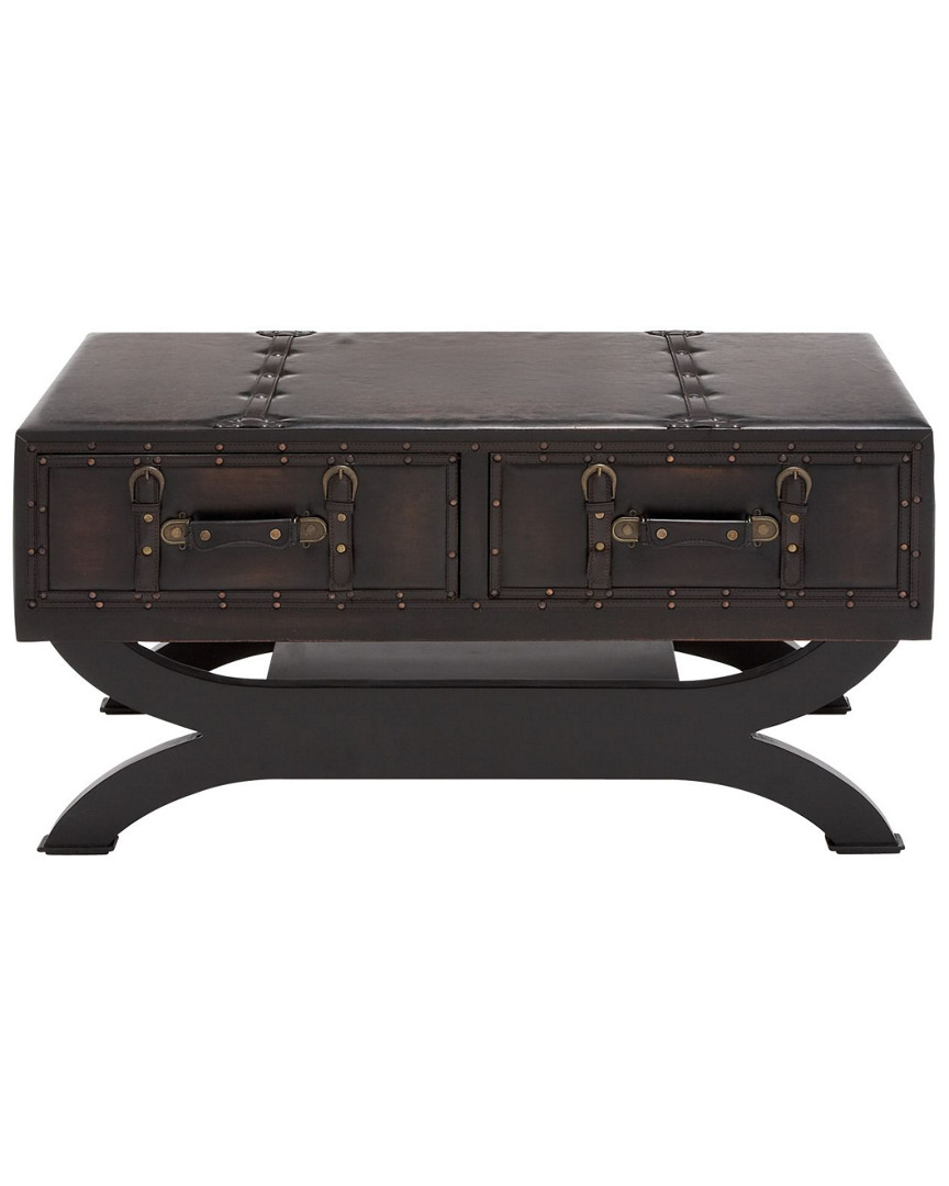 Peyton Lane Wood Leather Coffee Table