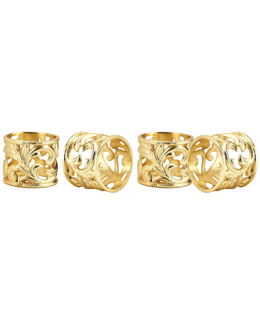 Godinger Baroque Napkin Ring Set In Gold