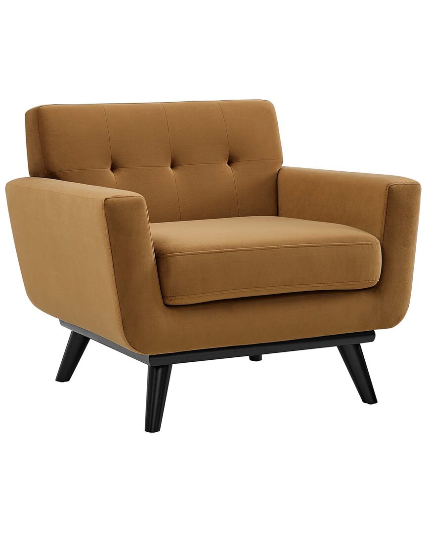 Modway Engage Performance Cognac Velvet Armchair In Brown