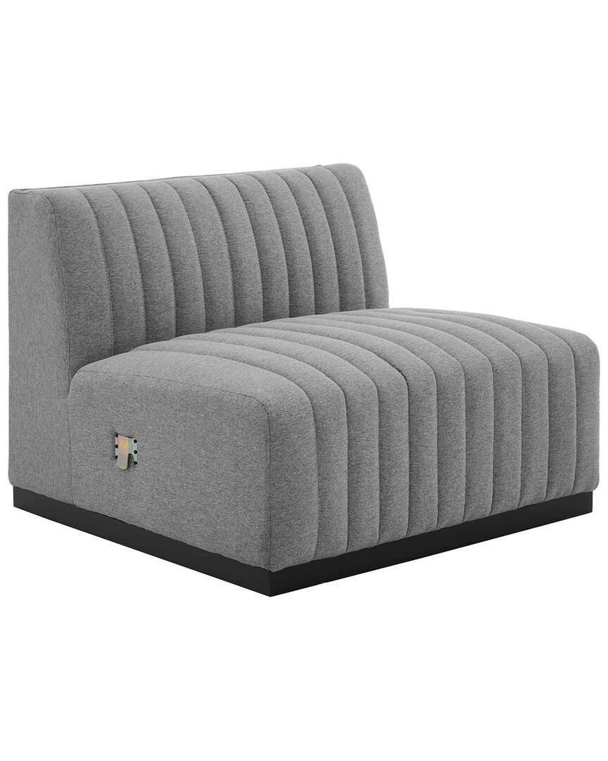 Modway Conjure Channel Tufted Fabric Armless Chair In Gray