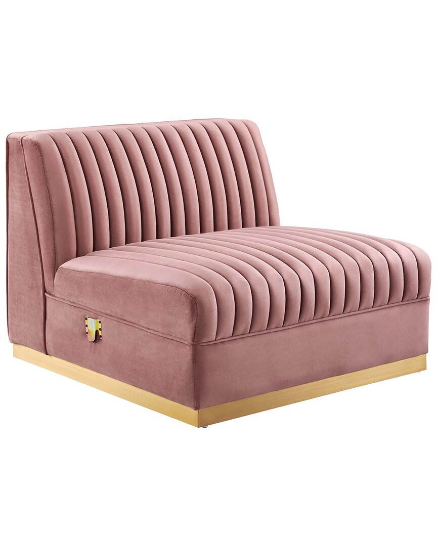 Modway Sanguine Channel Tufted Performance Velvet Modular Sectional Sofa Armless Chair