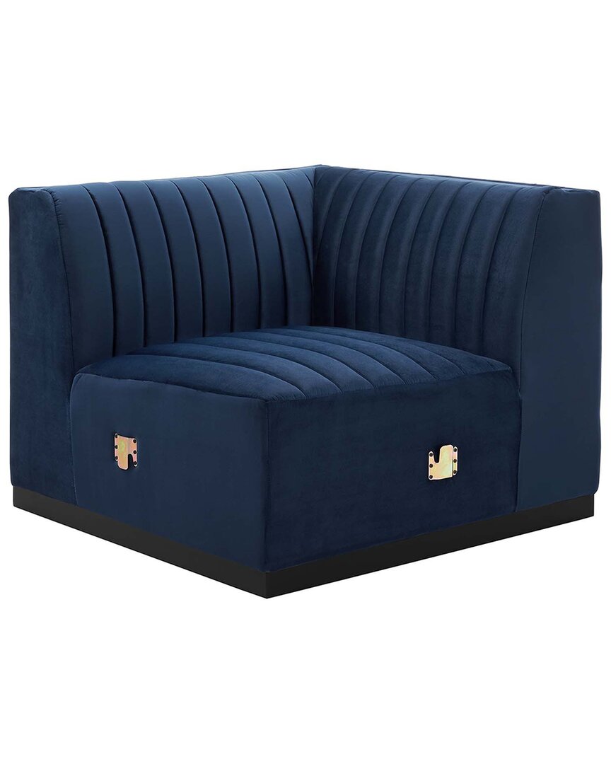 Modway Conjure Channel Tufted Performance Velvet Right Corner Chair In Blue