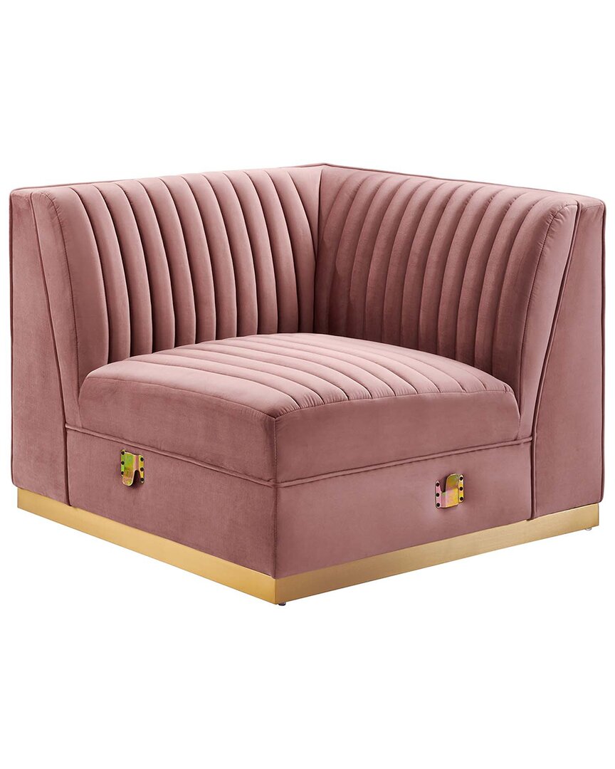 Modway Sanguine Channel Tufted Performance Velvet Modular Sectional Sofa Left Corner Chair