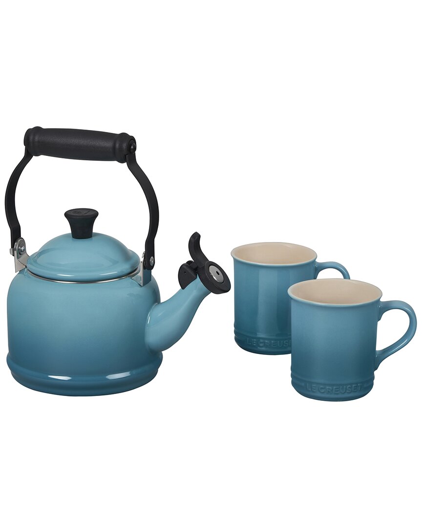 LE CREUSET DEMI KETTLE & 2 MUG SET