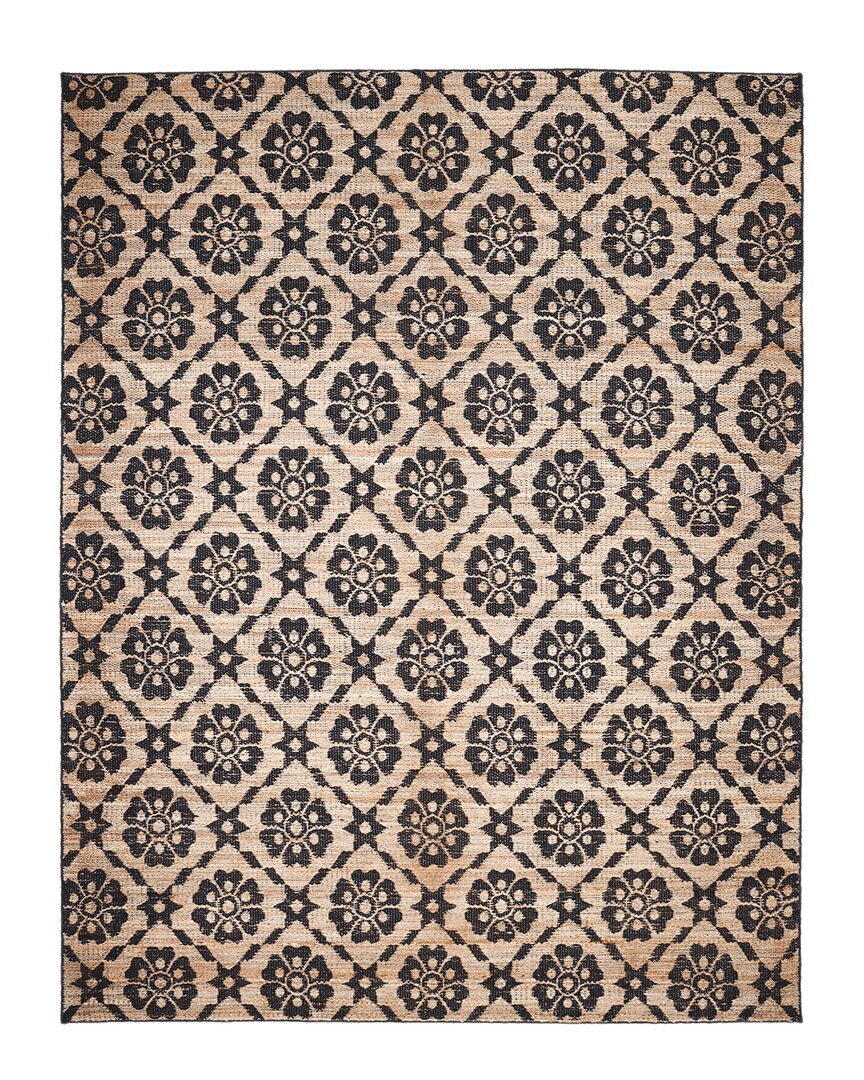 Solo Rugs Edith Contemporary Floral Hand-woven Jute-blend Area Rug In Brown