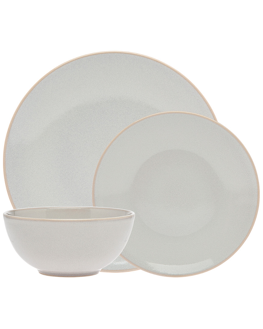 Godinger Ionian Reactive Glaze 18pc Dinnerware Set In Off White