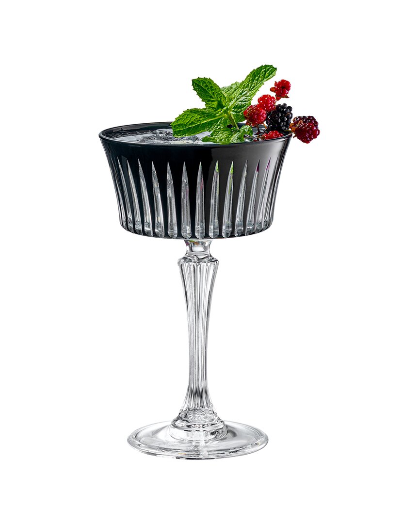 Barski Set Of 6 Colored Champagne Coupe Glasses In Black