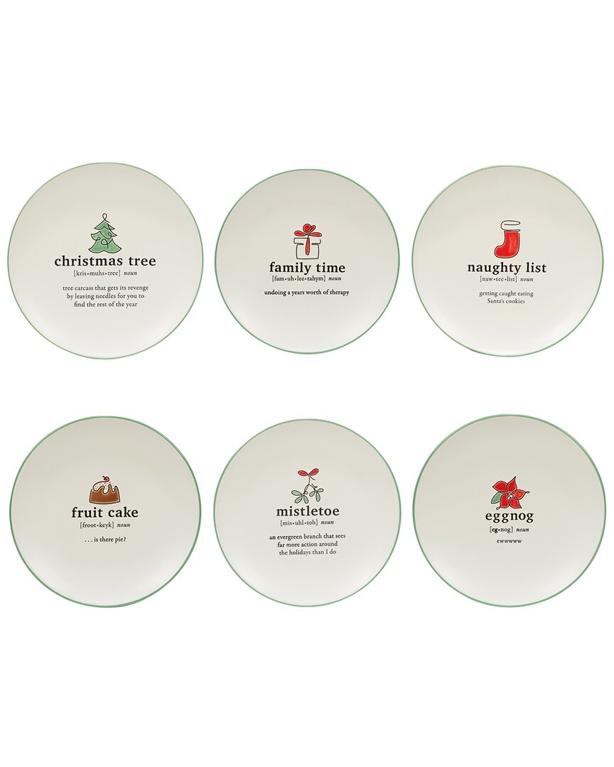 Certified International Christmas Fun Sayings Dessert Plates (set Of 6)
