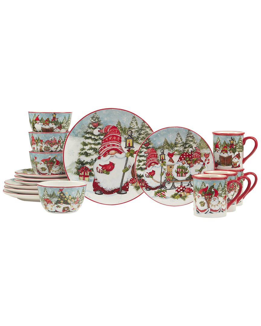 Certified International Christmas Gnomes 16-pc. Earthenware Dinnerware Set