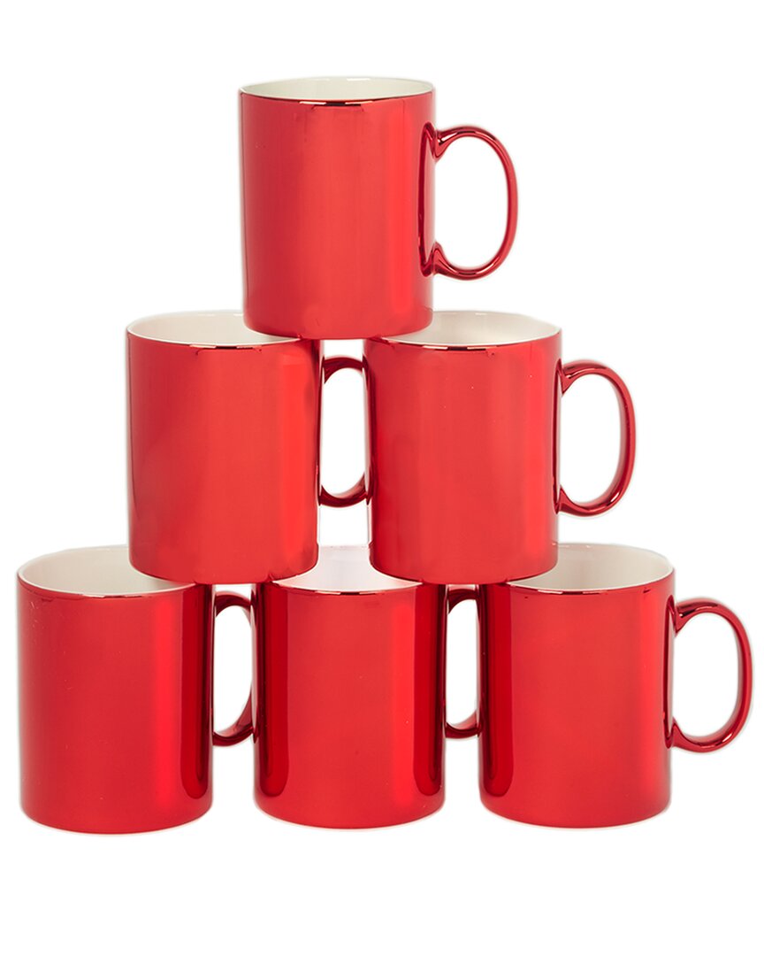 Certified International Holiday Lights Red Mugs (set Of 6)