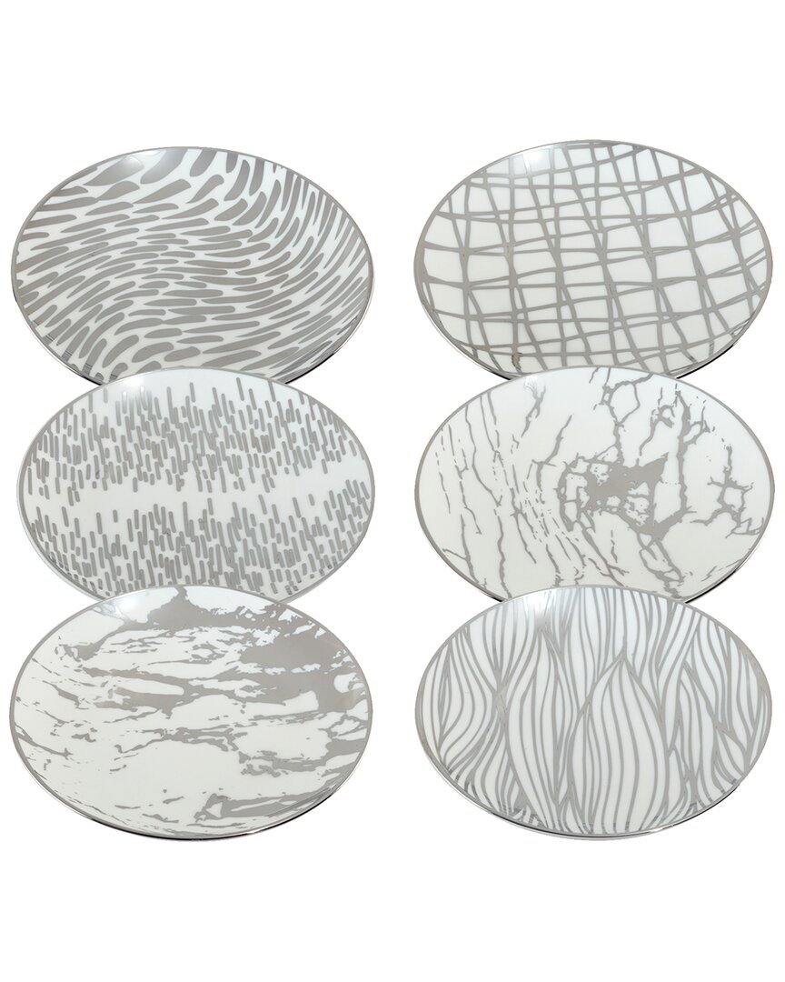 Certified International Matrix Silver-tone Plated Canape Plates Set Of 6, Service For 6