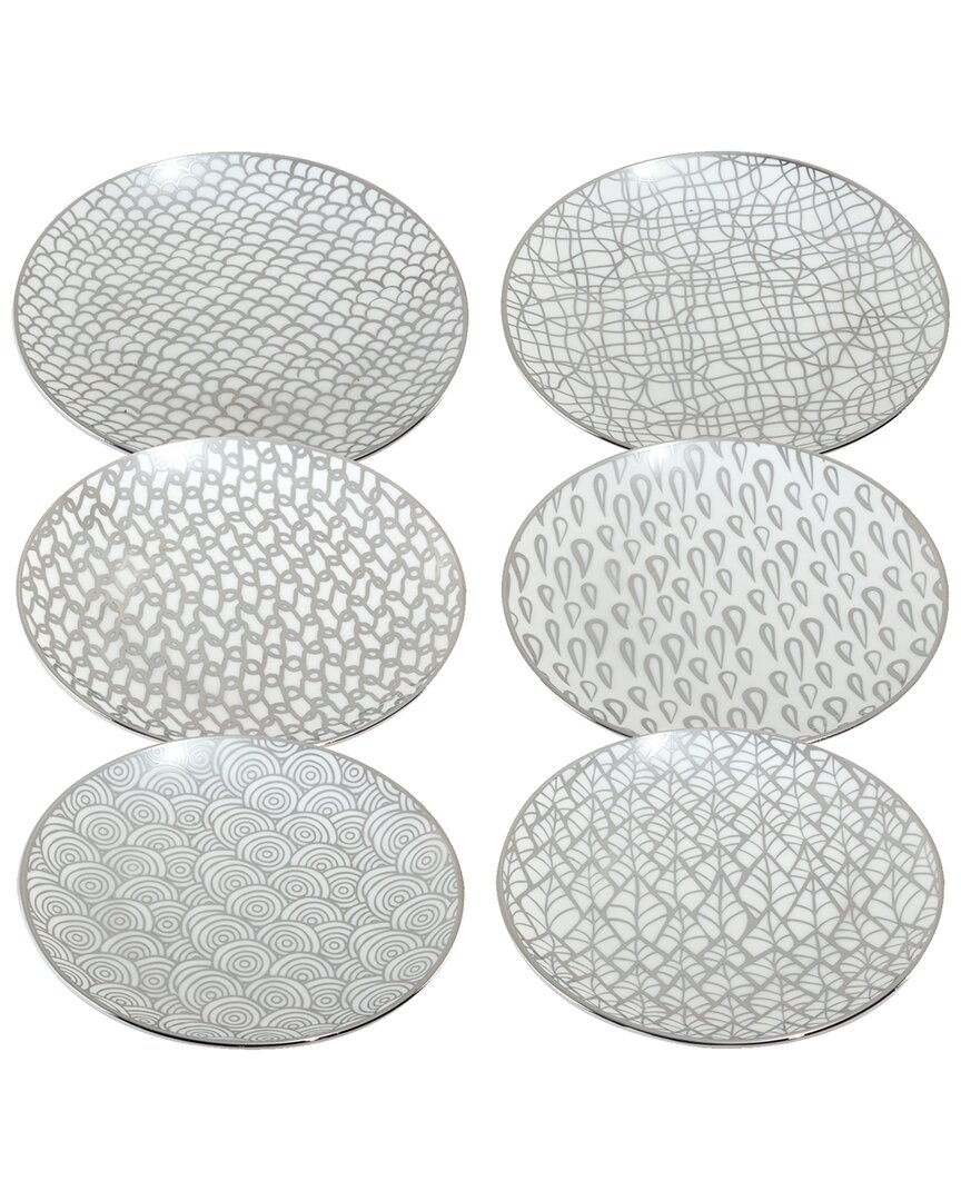 Certified International Mosaic Silver Plated Canape Plates (set Of 6)