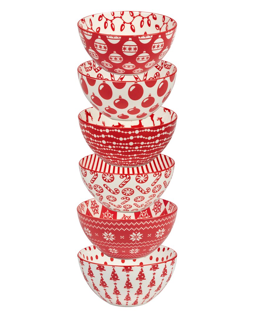 Certified International Peppermint Candy Small All Purpose Bowls (set Of 6