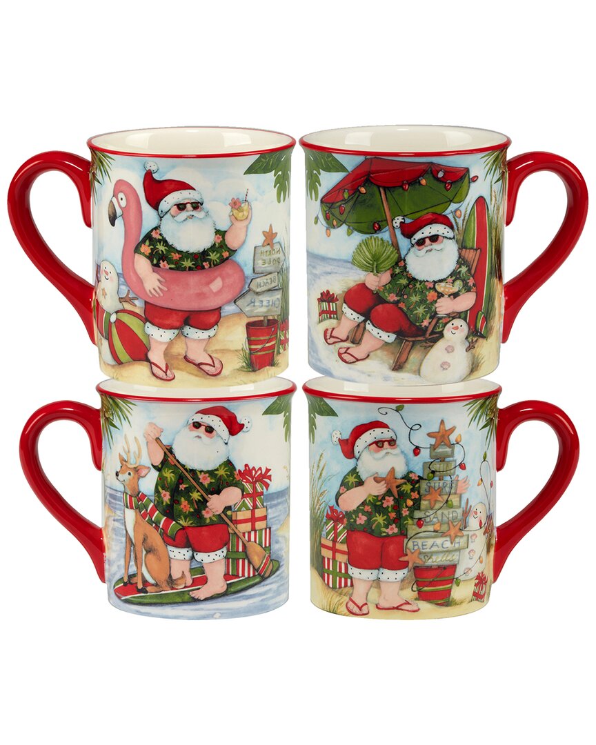 Certified International Santa's Wish 16 oz Mugs Set Of 4