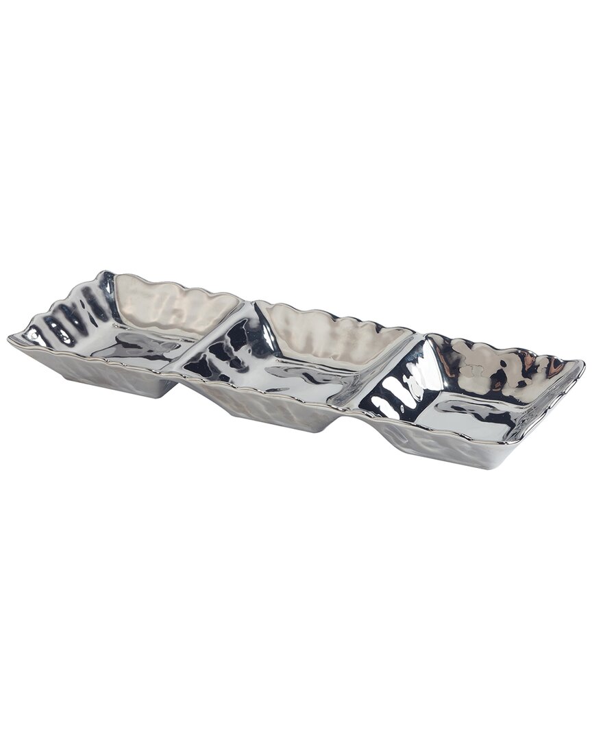 Certified International Silver-tone Coast 3 Section Tray, Service For 1