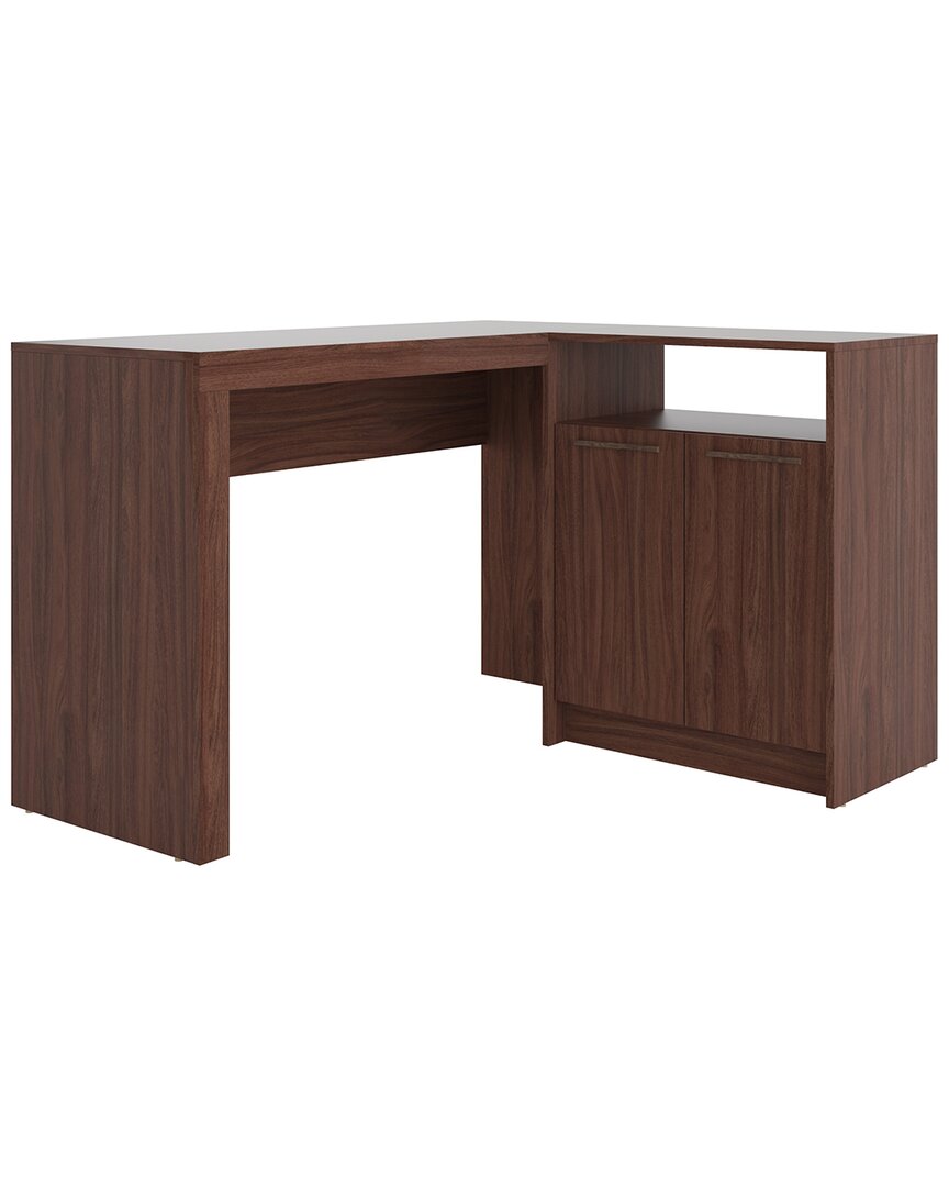 Manhattan Comfort Kalmar L -shaped Office Desk With Inclusive In Dark Brown