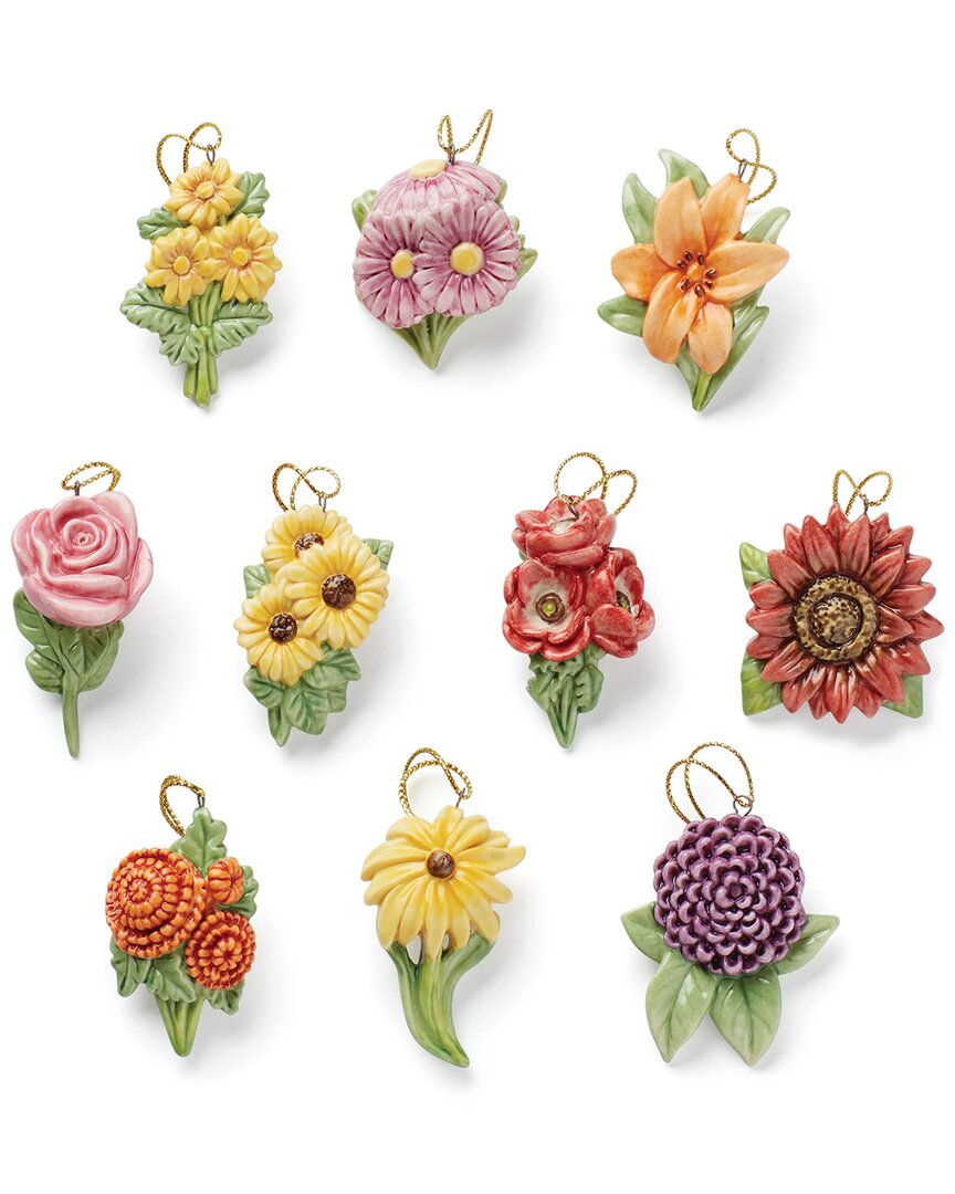 Lenox Fall Flowers 10pc Ornament Set In Multicolor