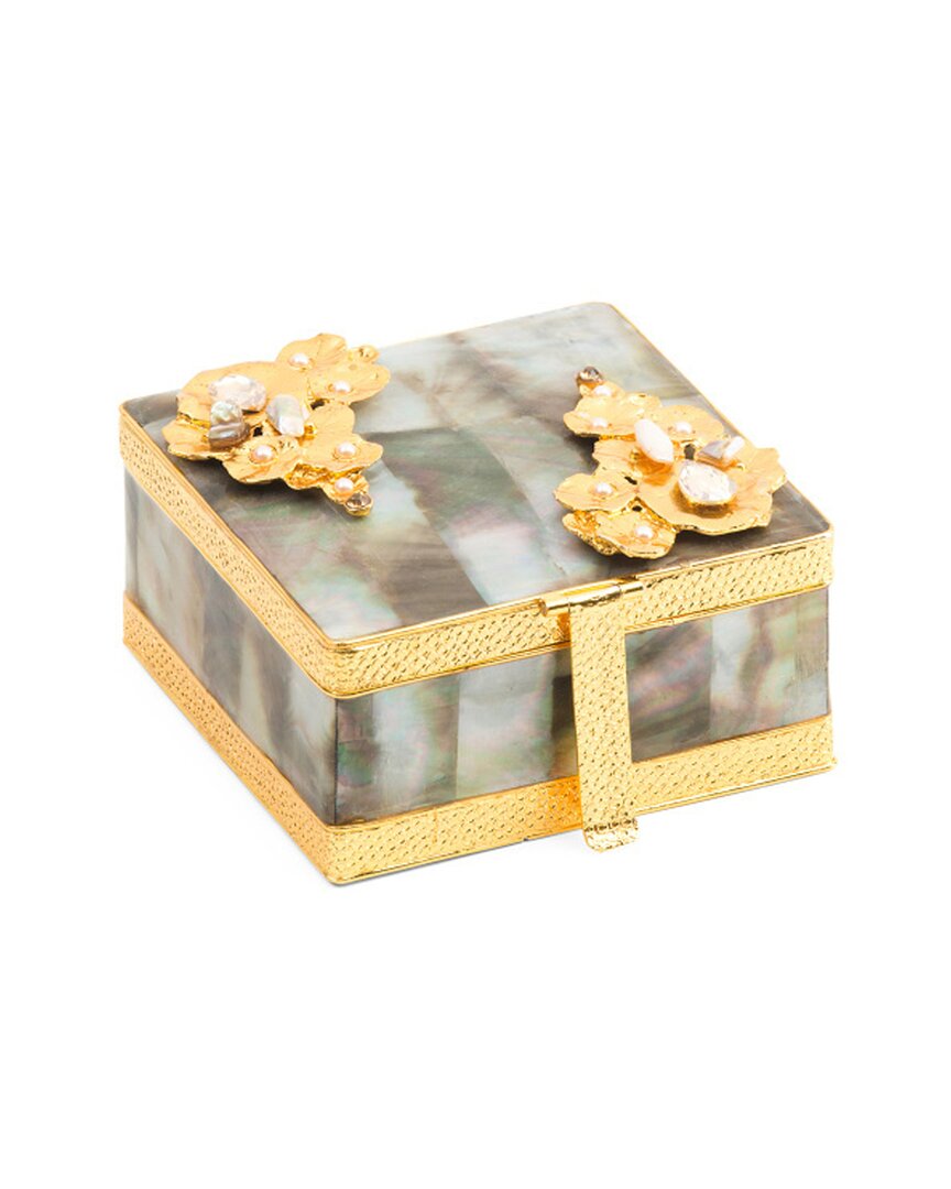 Tiramisu Black Lip Mother-of-pearl Jewelry Box With Floral Detailing