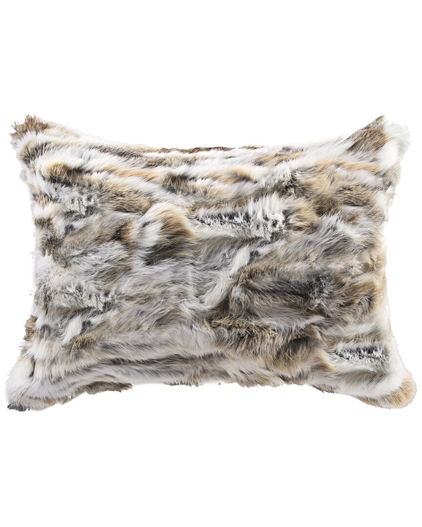 Lifestyle Brands Rabbit Fur Pillow In Gray
