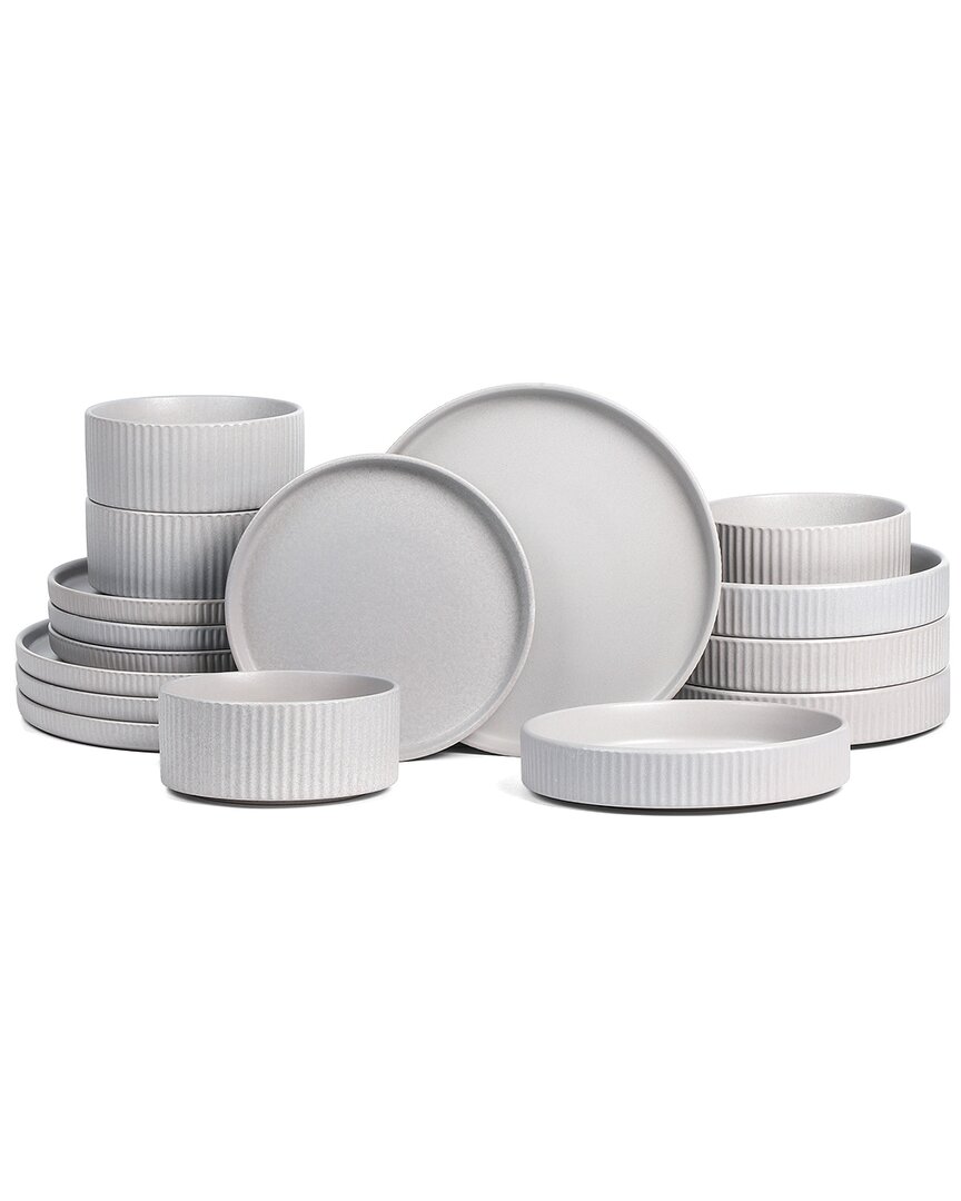 Stone Lain Haven 16pc Stoneware Dinnerware Set In White