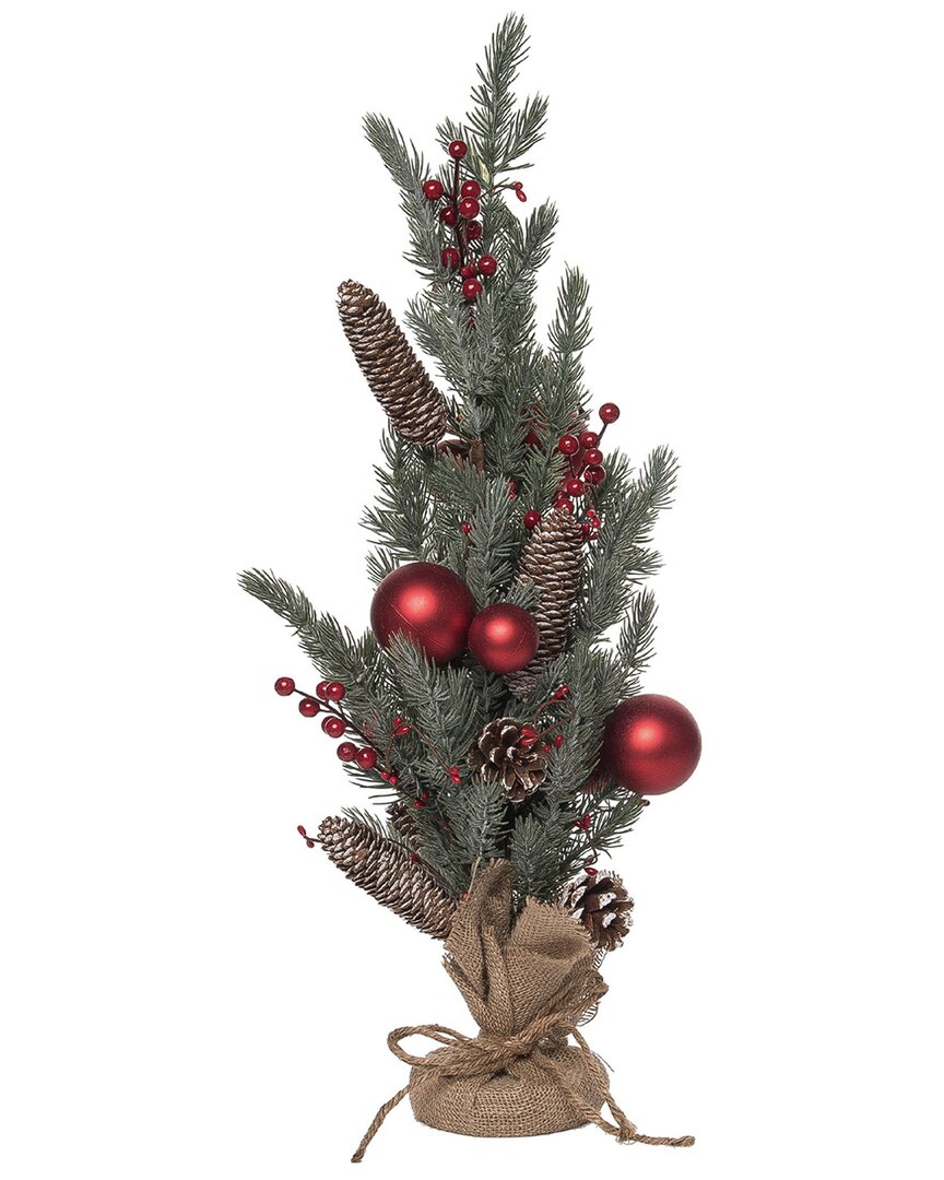 Transpac Metal 24in Christmas Ornament And Acorn Tree In Green