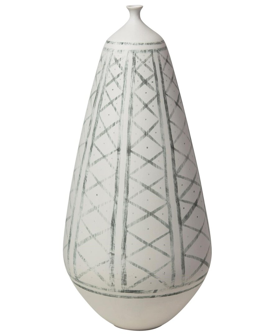 Global Views Grenz Vase In White